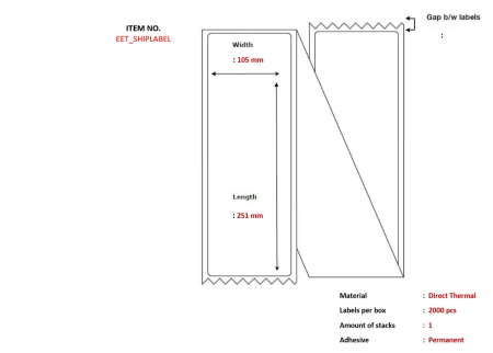 Capture Label 105 x 251 mm. White. Direct thermal. Permanent. Fanfold. 2000 labels per box.