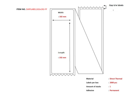 Capture Ship-label 102 x 192mm, Fanfold. Direct Thermal, 2000 labels per box. Ideal for PostNord, DB Schenker and UPS packages